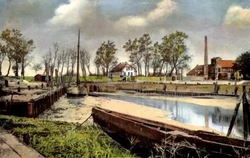 Ak An der Wasserkante, Hafen bei Ebbe, Boote