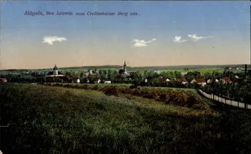 Ak Mügeln in Sachsen, Panorama vom Crellenhainer Berg aus