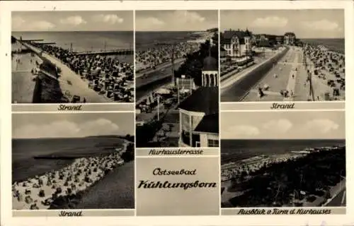 Ak Ostseebad Kühlungsborn, Strand, Kurhausterrasse, Ostseebad  Mehrere Ansichten von Strand un...