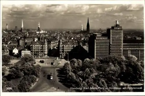 Ak Hamburg Mitte Neustadt, Dammtor, Hamburg Panorama, Karl Muck-Platz, Hochhaus am Holstenwall...