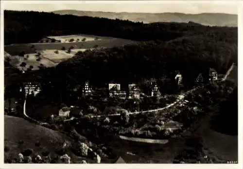 Ak Heppenheim an der Bergstraße, Starkenburg, Luftaufnahme, Wald, Wiesen, Gebäude, Odenwaldsch...