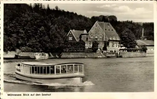 Ak Körbecke Möhnesee in Nordrhein Westfalen, Seehof, Ausflugsschiff