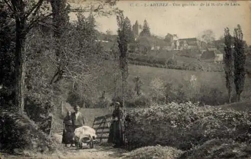 Ak Arthez d'Asson Pyrénées-Atlantiques, Vue generale de la Route de Lacs