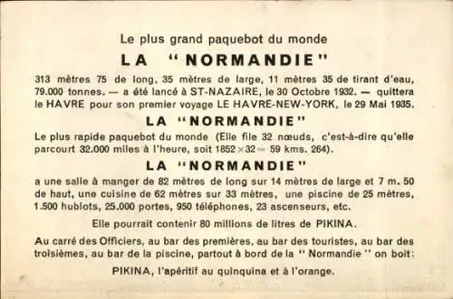 Ak Paquebot Normandie, CGT French Line, En Vitesse