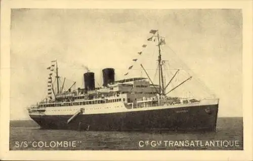 Ak Paquebot SS Colombie, Dampfschiff auf See, CGT, French Line