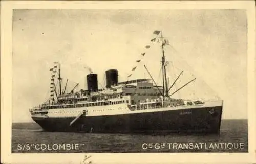 Ak Paquebot SS Colombie, Dampfschiff auf See, CGT, French Line