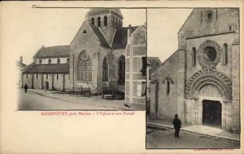 Ak Gassicourt Mantes la Jolie Yvelines,  l'eglise et son portail