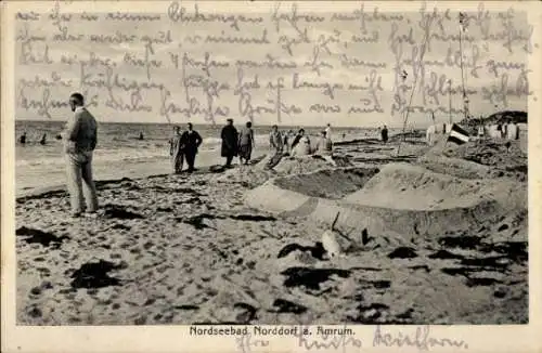 Ak Norddorf auf Amrum Nordfriesland, Strand, Passanten