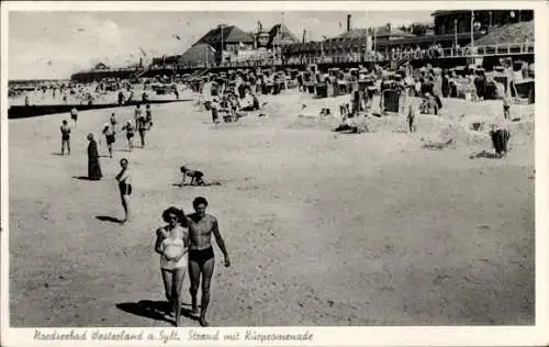 Ak Westerland auf Sylt, Strand, Kurpromenade, Badegäste