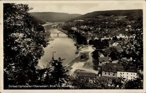 Ak Bad Karlshafen an der Weser, Blick ins Wiesental, Brücke