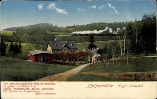 Ak Jößnitz Plauen im Vogtland, Pfaffenmühle, Gedicht von Richter-Heimbach