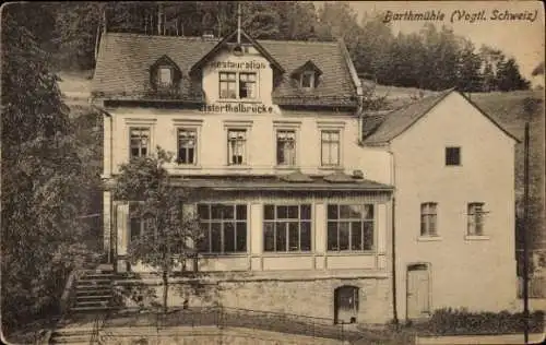 Ak Barthmühle Pöhl im Vogtland, Gasthaus Elsterthalbrücke