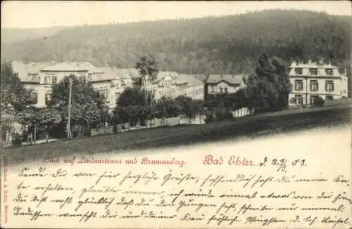 Ak Bad Elster im Vogtland, Blick auf Lindenstraße und Brunnenberg