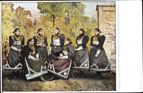 Ak Freiburg im Breisgau, Badische Volkstrachten, Gruppenbild, Frauen in Tracht