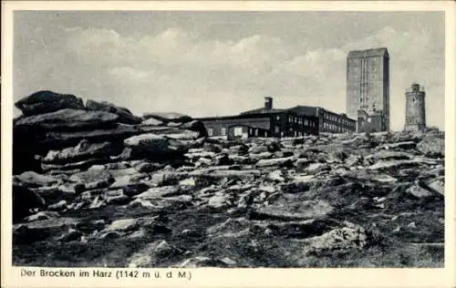 Ak Brocken im Harz, Brockenturm, Brockenhotel