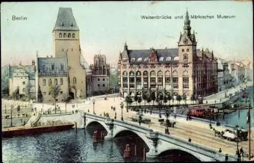 Ak Berlin Mitte, Waisenbrücke und Märkisches Museum, Aecht Patzenhofer Biere Reklame