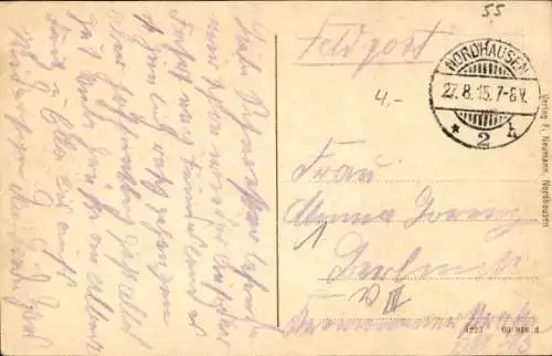 Ak Nordhausen am Harz, Museum mit Kaiser Friedrich Denkmal