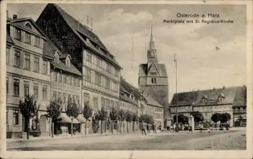 Ak Osterode am Harz, Marktplatz mit St. Aegidien-Kirche