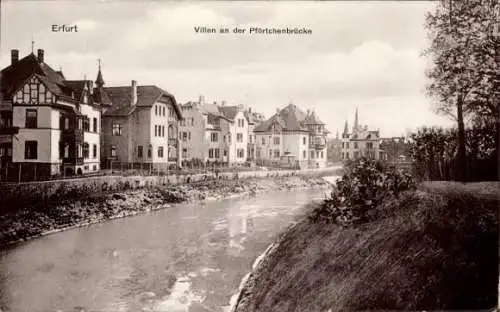 Ak Erfurt in Thüringen, Villen an der Pförtchenbrücke