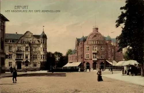 Ak Erfurt in Thüringen, Kaiserplatz und Cafe Hohenzollern