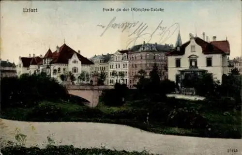 Ak Erfurt in Thüringen, an der Pförtchen-Brücke