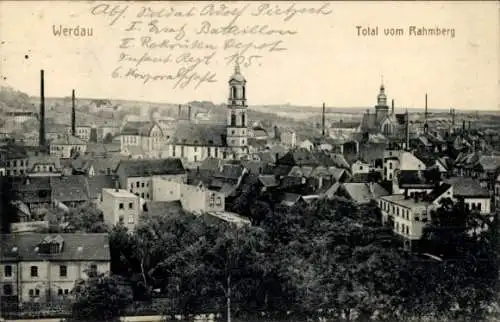 Ak Werdau in Sachsen, Blick vom Rahmberg