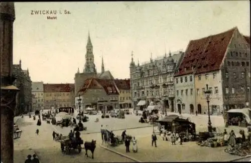 Ak Zwickau in Sachsen, Markt