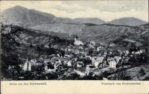 Ak Gernsbach im Schwarzwald, vom Fechtenbuckel gesehen