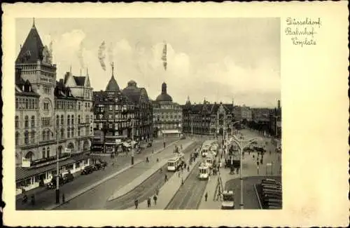 Ak Düsseldorf am Rhein, Straßenbahn am Düsseldorfer Hauptbahnhof