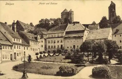 Ak Stolpen in Sachsen, Markt, Schloss