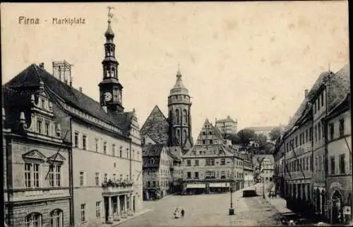 Ak Pirna an der Elbe, Marktplatz