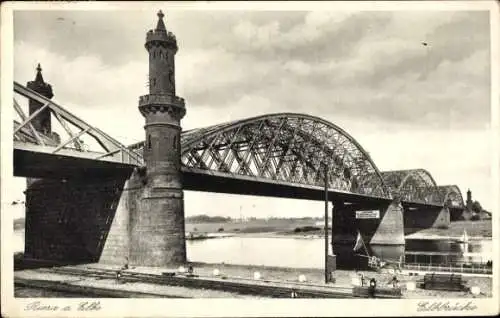 Ak Riesa an der Elbe Sachsen, Elbbrücke