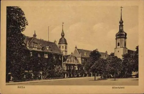 Ak Riesa an der Elbe Sachsen, Albertplatz