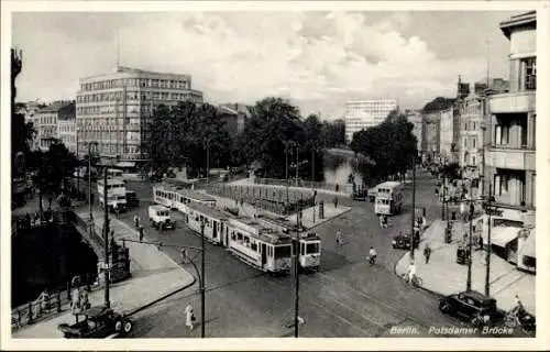 Ak Berlin Tiergarten, Potsdamer Brücke, Straßenbahnen