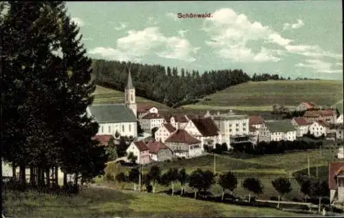 Ak Schönwald im Schwarzwald, Gesamtansicht, Kirche