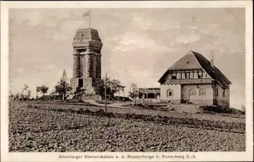 Ak Reust Rückersdorf in Thüringen, Reuster Berg, Bismarcksäule bei Ronneburg