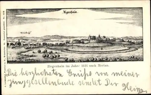 Ak Ziegenhain Schwalmstadt in Hessen, Ziegenhain im Jahre 1646 nach Merian.