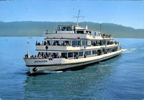 Ak Salondampfer MS München auf dem Bodensee