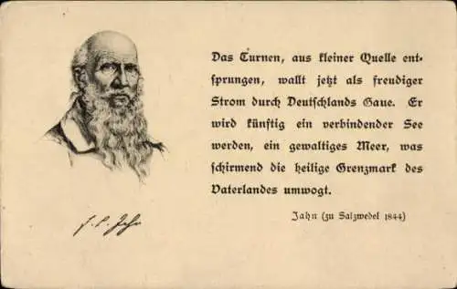 Ak Turnvater Friedrich Ludwig Jahn, Portrait, Aussprüche großer Männer I 10