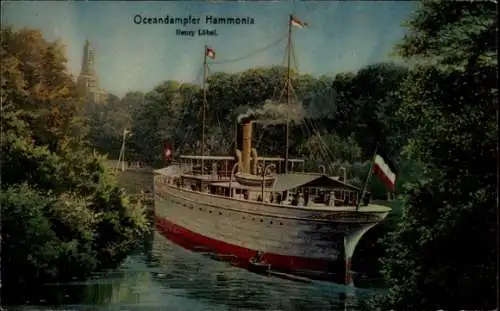 Ak Hamburg, 16. Deutsches Bundesschießen 1909, Ozeandampfer Hammonia, HAPAG