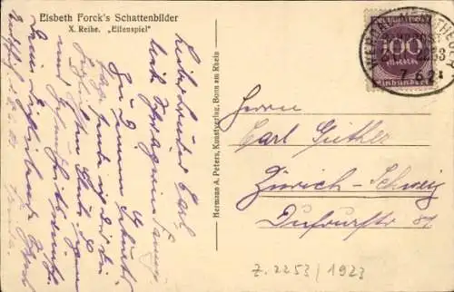 Scherenschnitt Ak Forck, Elsbeth, Reihe X, Elfenspiel, Das Vöglein