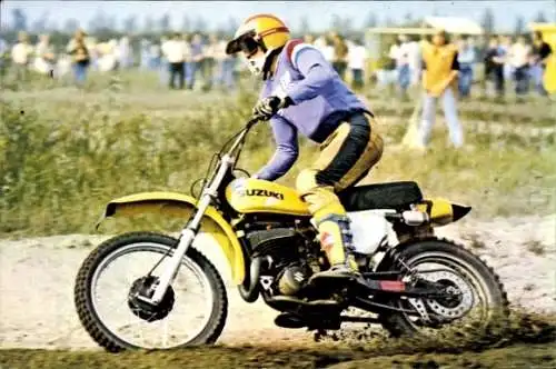 Ak Motocrossrennen, Rennfahrer Gerrit Wolsink, Suzuki, Motorrad