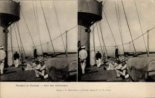 Stereo Ak Französische Seeleute, Kriegsschiff