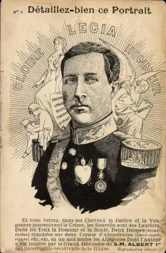 Vexier Ak König Albert I. von Belgien, Portrait, Glorie Legia Honneur