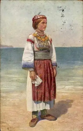 Künstler Ak Kleinmond, L., Frau in kroatischer Tracht