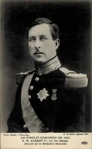 Ak König Albert I. von Belgien, Portrait in Uniform