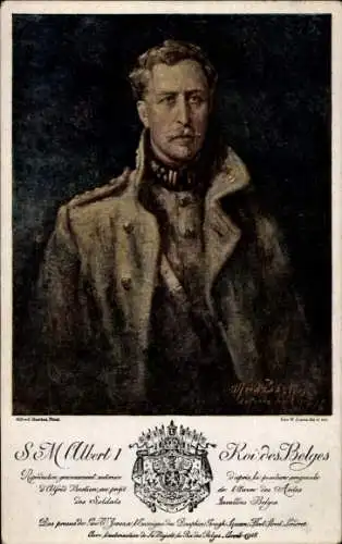 Künstler Ak König Albert I. von Belgien, Portrait