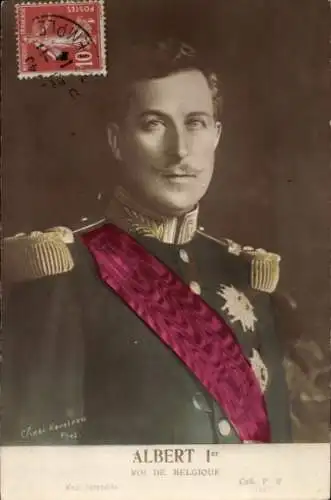 Ak Albert I., König von Belgien, Portrait, Uniform