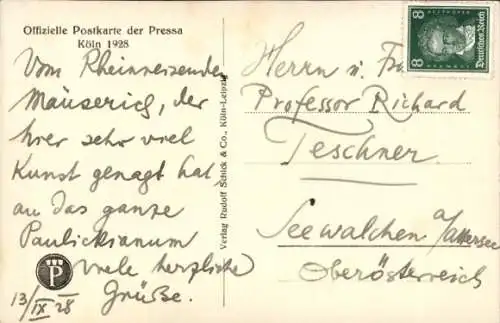 Ak Köln am Rhein, Hauptgebäude der Pressa, Internationale Presseausstellung 1928