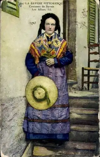 Ak La Savoie pittoresque, Costumes de Savoie, Les Allues, Französische Tracht
